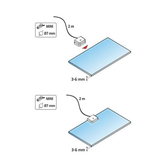Clip-soporte Led para estantes de cristal