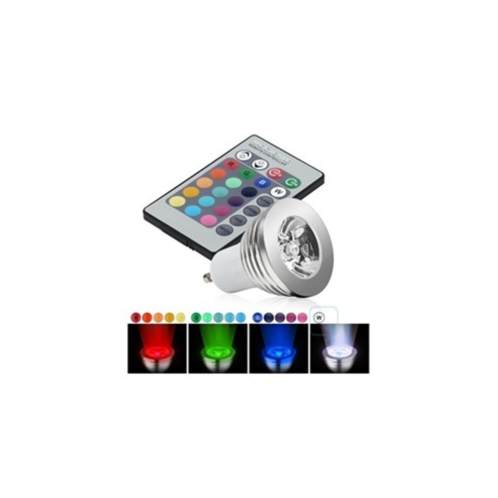 Bombilla LED RGB GU10 3W Mando a distancia