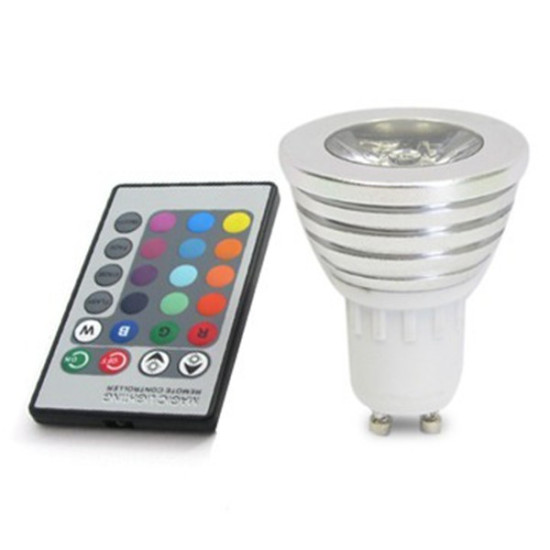 Bombilla LED RGB GU10 3W Mando a distancia