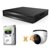 Kit 4 Cámaras Domo Dahua 4en1 2Mpx con Videograbador y disco duro 1Tb
