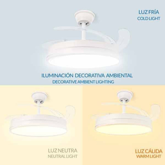 Ventilador de techo aspas plegables Led 36W