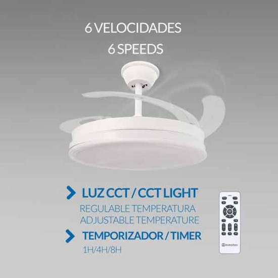 Ventilador de techo aspas plegables Led 36W