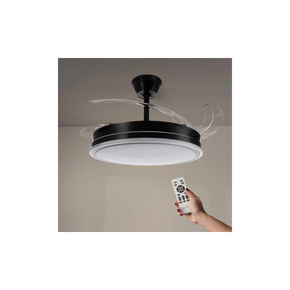 Ventilador de techo aspas plegables Led 36W Negro