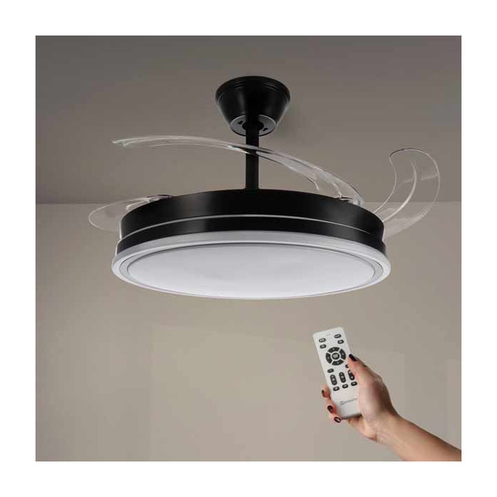 Ventilador de techo aspas plegables Led 36W Negro