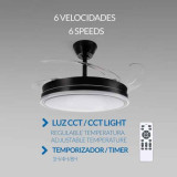 Ventilador de techo aspas plegables Led 36W Negro