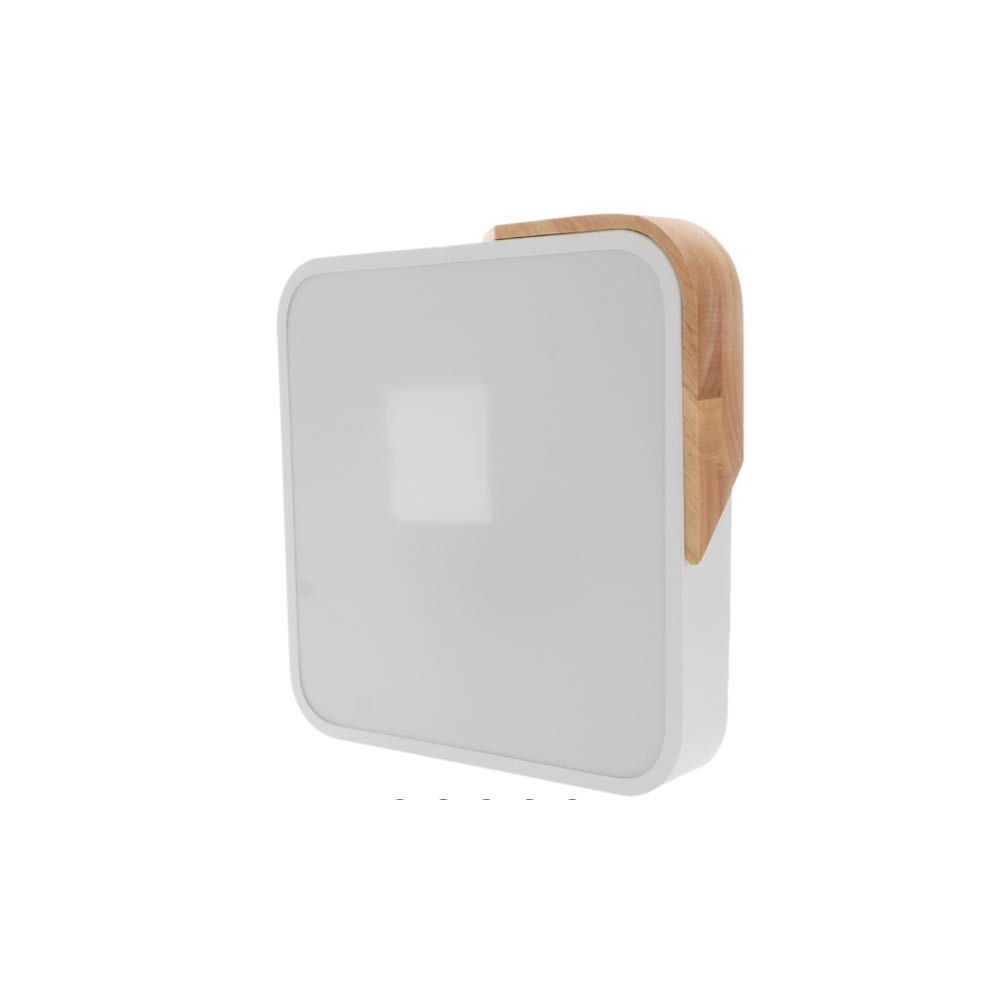 Plafón LED cuadrado Blanco-Madera 24W mando distancia
