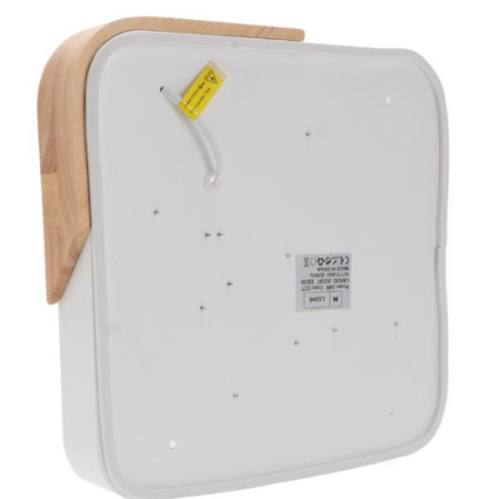 Plafón LED cuadrado Blanco-Madera 24W mando distancia