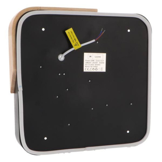 Plafón LED cuadrado Negro-Madera 24W mando distancia