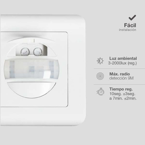 Detector movimiento empotrar caja universal