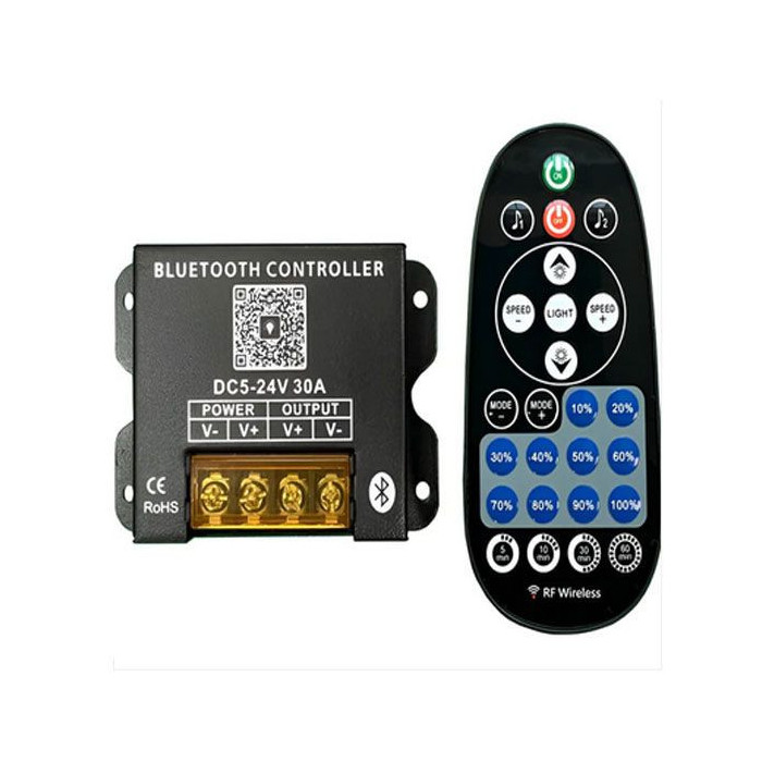 Dimmer- Regulador tira LED 12-24V Radio-Frecuencia 360W Bluetooth