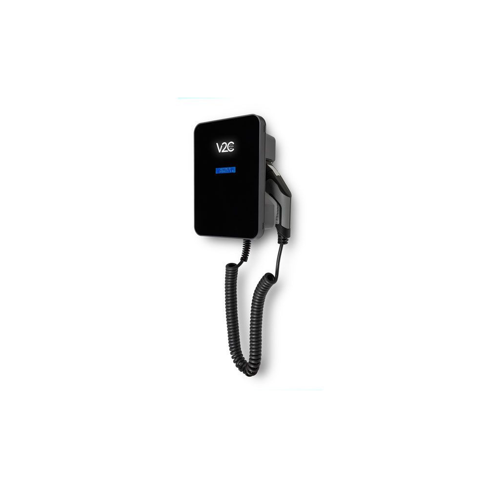 Cargador V2C Trydan monofásico 7,4Kw T2 manguera muelle-espiral y protecciones incluidas