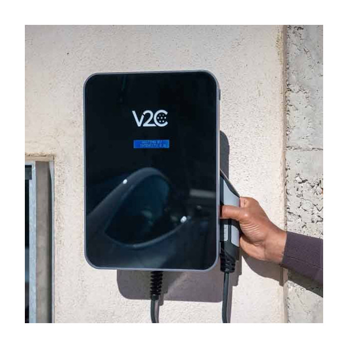 Cargador V2C Trydan trifásico 22Kw T2 con manguera muelle-espiral