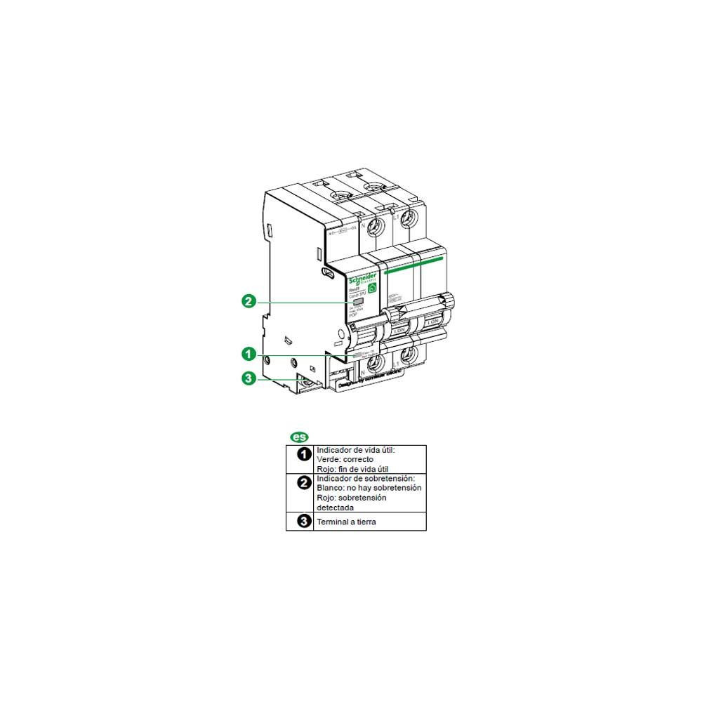Limitador sobretensiones permanentes y transitorias 40A Schneider
