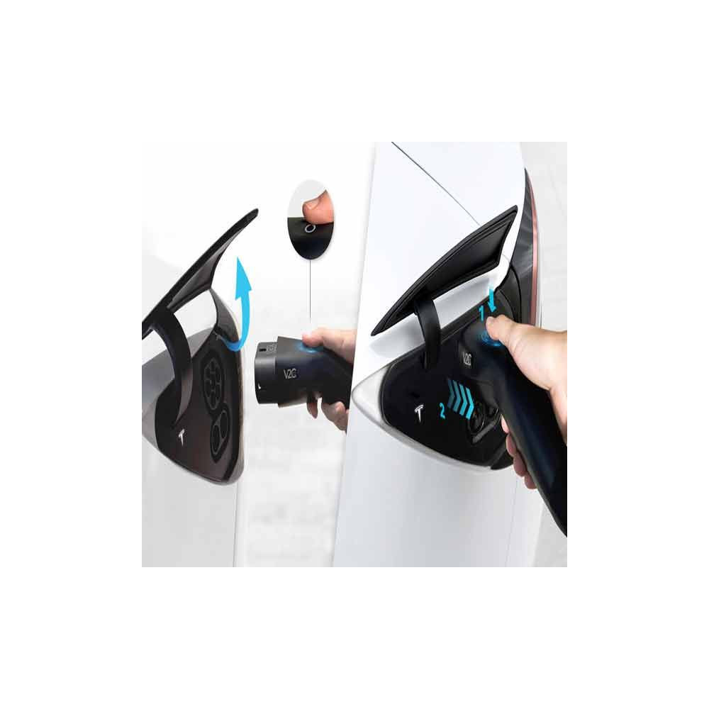 Cargador V2C Trydan monofásico 7,4Kw T2 boton Tesla con protecciones incluidas y enchufe tipo Schuko