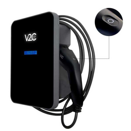 Cargador V2C Trydan monofásico 7,4Kw T2 boton Tesla con protecciones incluidas y enchufe tipo Schuko