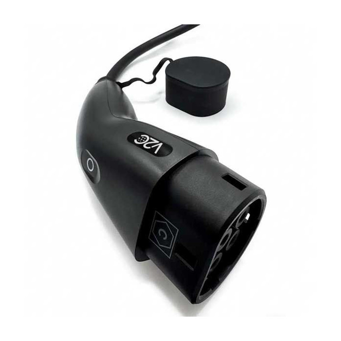 Cargador V2C Trydan monofásico 7,4Kw T2 boton Tesla con protecciones incluidas y enchufe tipo Schuko