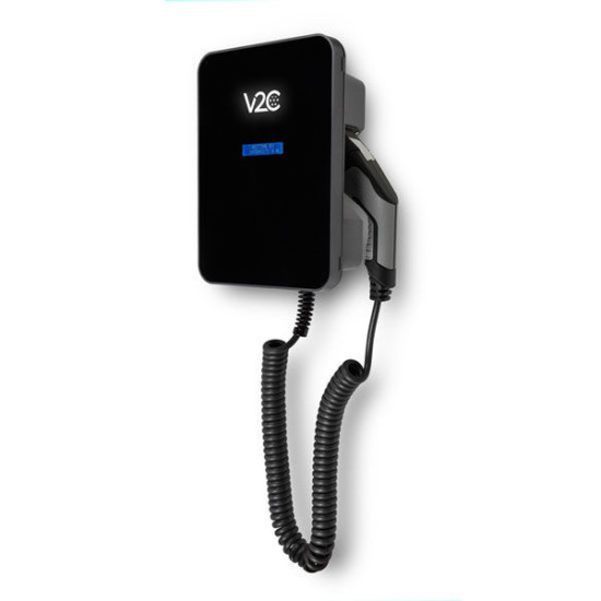 Cargador V2C Trydan monofásico 7,4Kw T2 manguera muelle-espiral y protecciones incluidas
