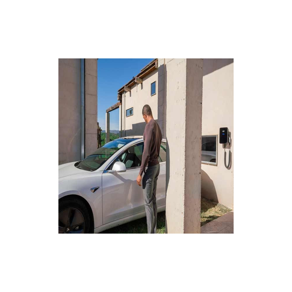 Cargador V2C Trydan monofásico 7,4Kw T2 manguera muelle-espiral y protecciones incluidas