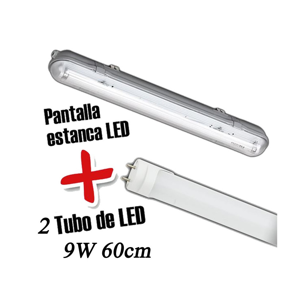 Pantalla estanca+Tubo LED 9W 60CM