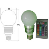 Bombilla LED esférica RGB E27 5W Mando a distancia