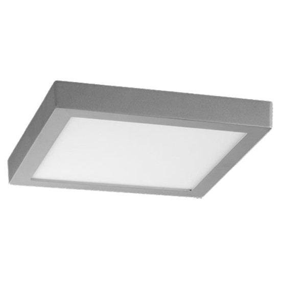 Plafón LED superficie Cuadrado  18W Plata Gris