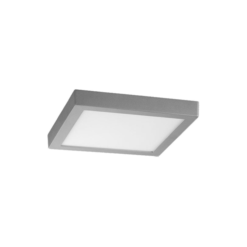 Plafón LED superficie Cuadrado  18W Plata Gris