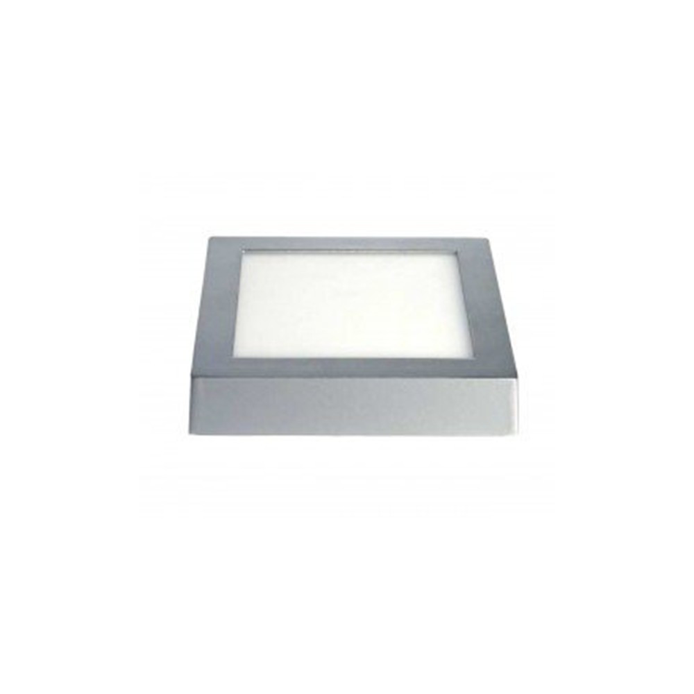 Plafón LED superficie Cuadrado  18W Plata Gris