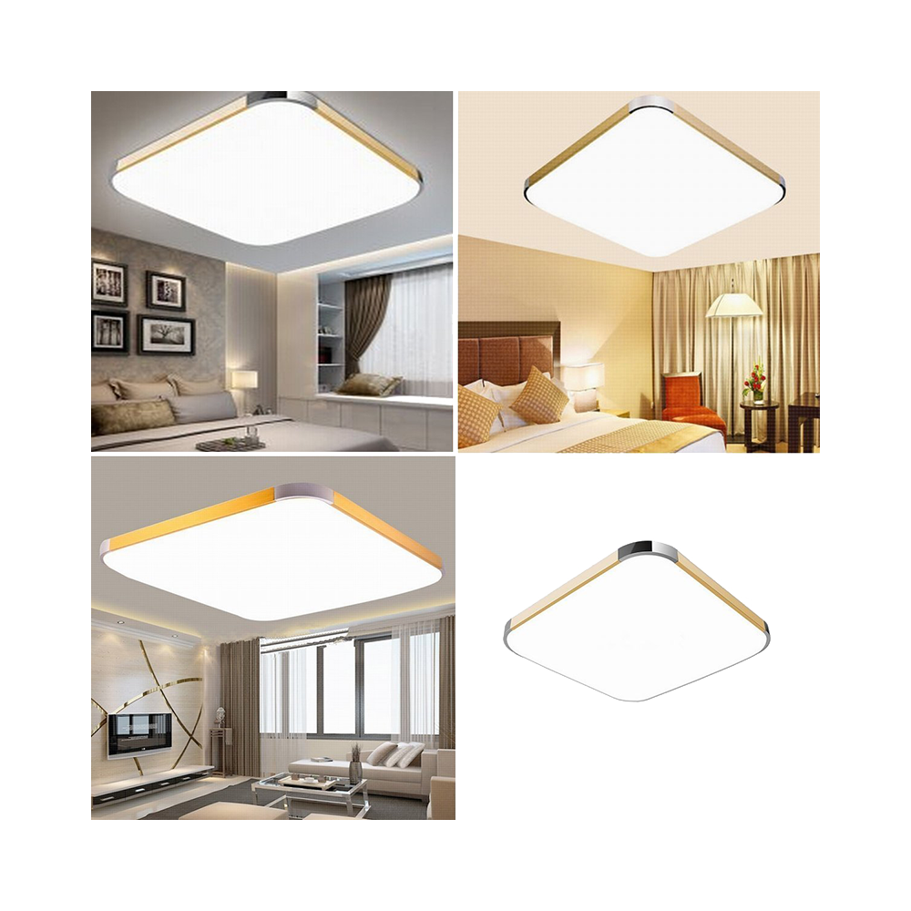 Plafón LED 15W Cuadrado Madera-Cromo