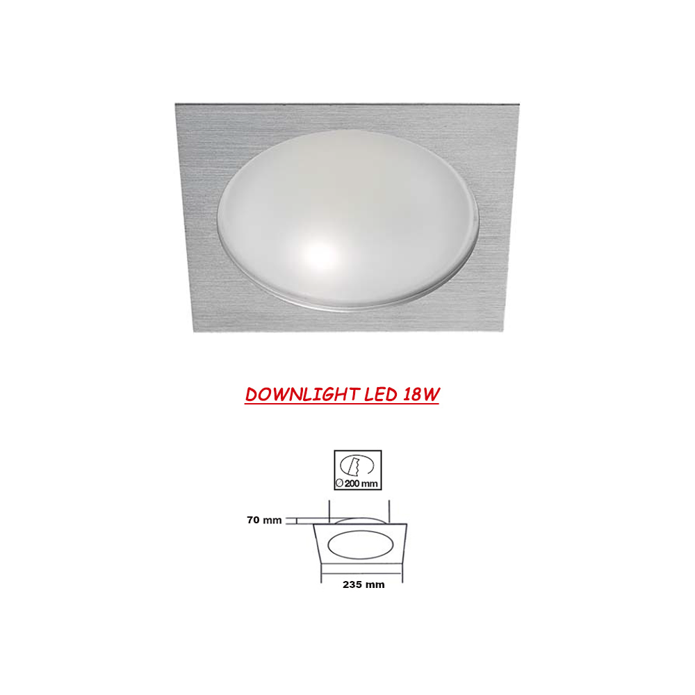 Downlight LED Cuadrado 18W Aluminio