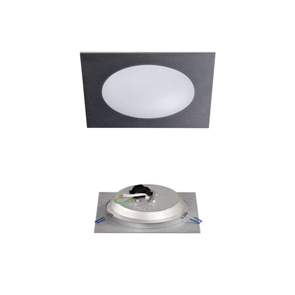 Downlight LED cuadrado Cristal Gris Metálico 18W
