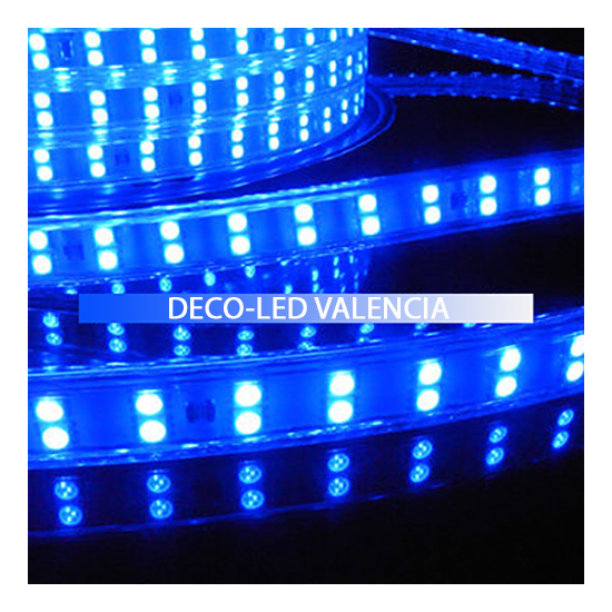 Tira LED SMD 2835 13 W/m AZUL 230V IP67 5 metros