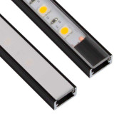 Perfil Negro Aluminio superficie 2 metros Tira LED