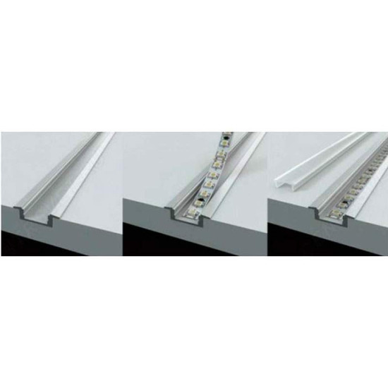 Perfil de Aluminio empotrar Tira LED 1 Metro