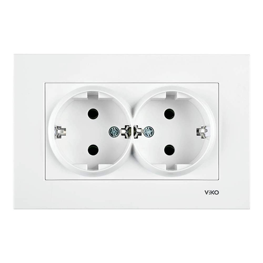 Base Enchufe Doble Schuko Karre 16A Blanco Empotrable