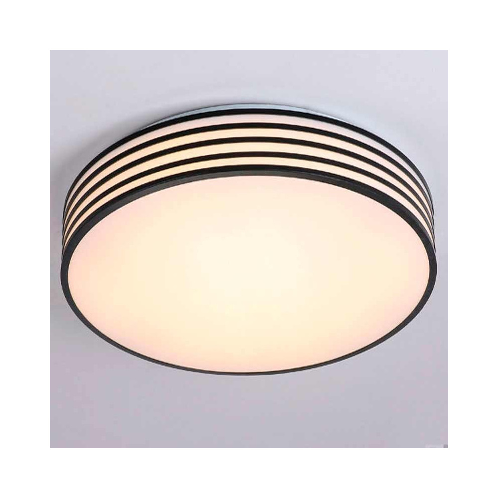 Plafón LED con diseño Circular Negro-Rayas