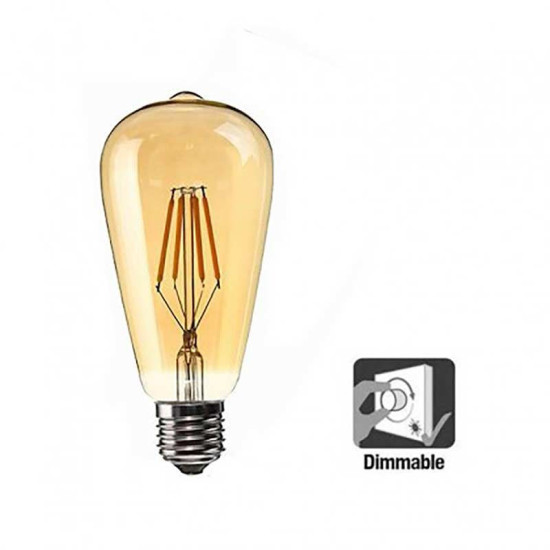 Bombilla E27 Pera Vintage 6W filamento Led