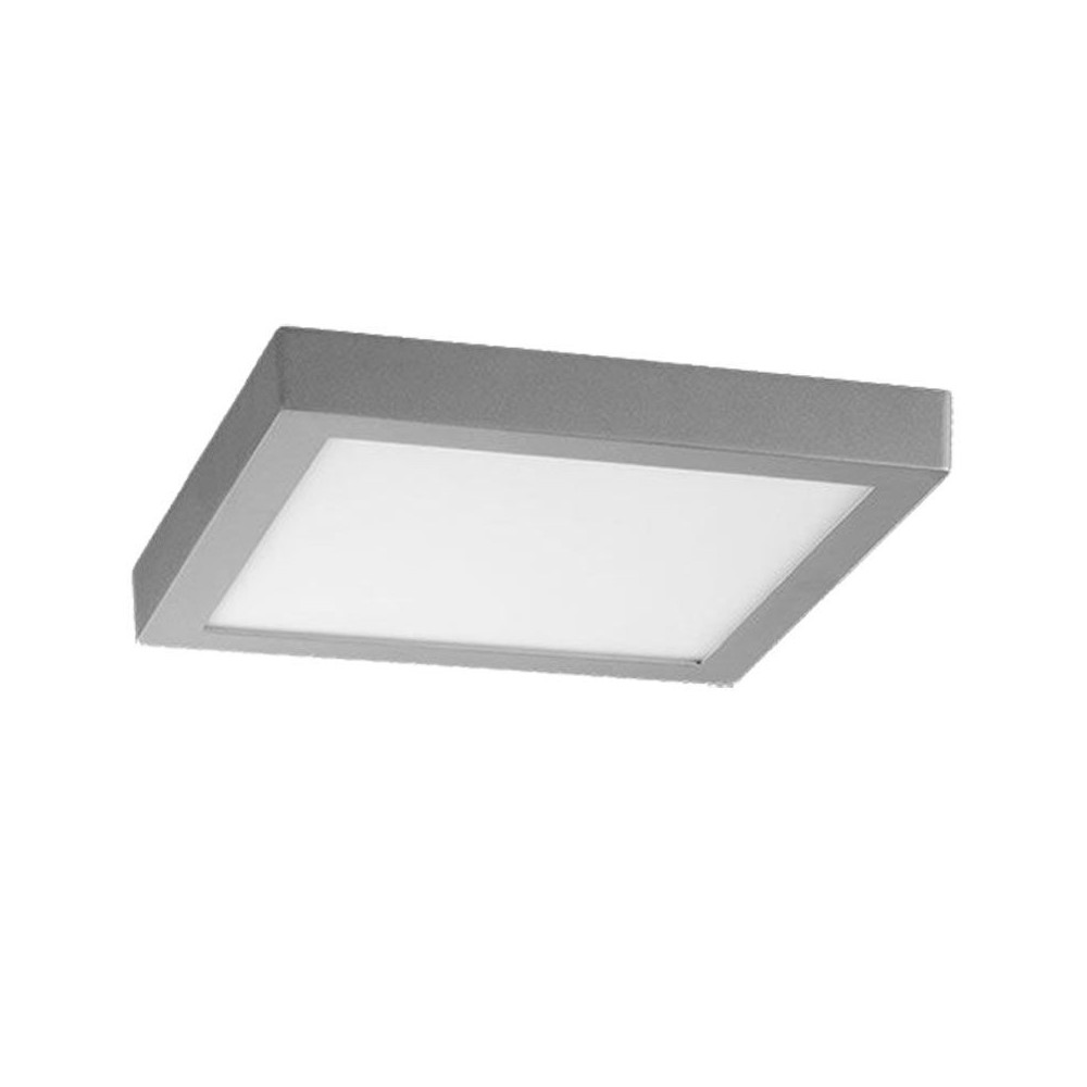 Plafón LED superficie Cuadrado 24W Plata Gris