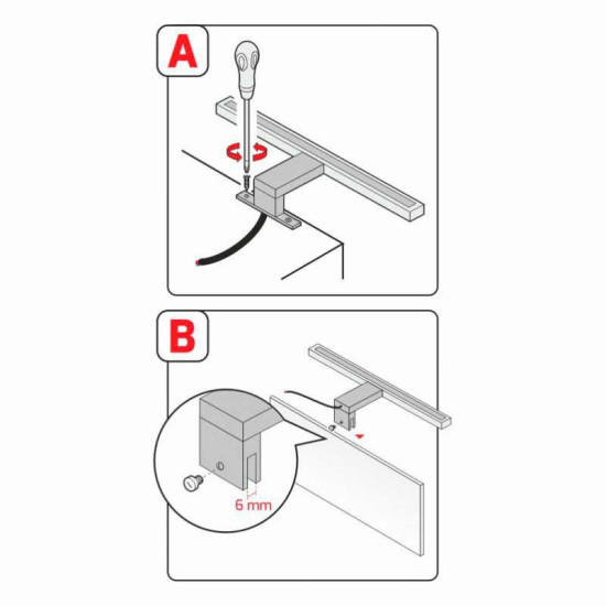 Aplique LED Espejo Baño 8W pinza/atornillar
