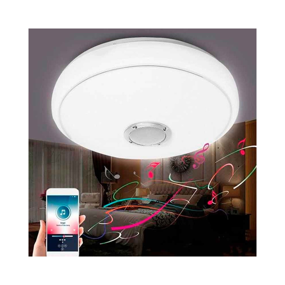 Plafón LED Músical con Altavoz 48W +App Cromo