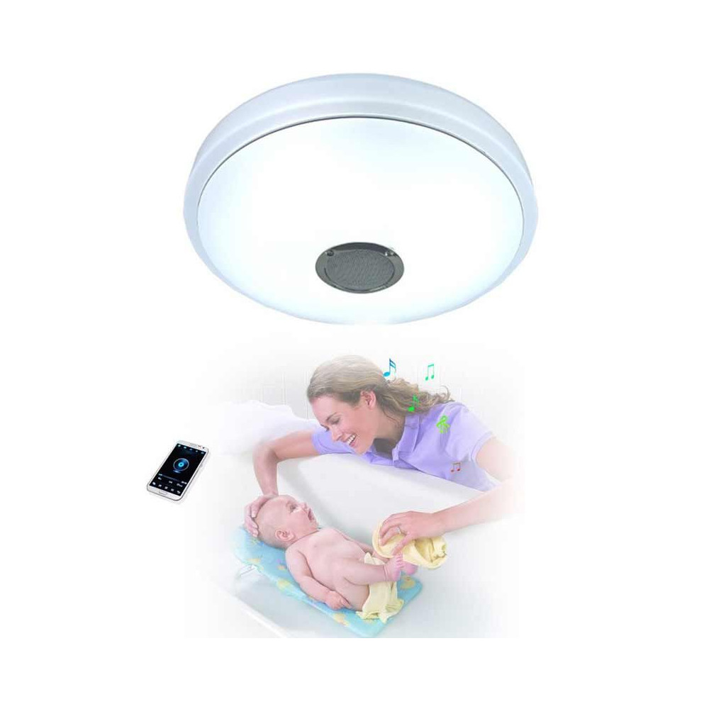 Plafón LED Músical con Altavoz 48W +App Cromo