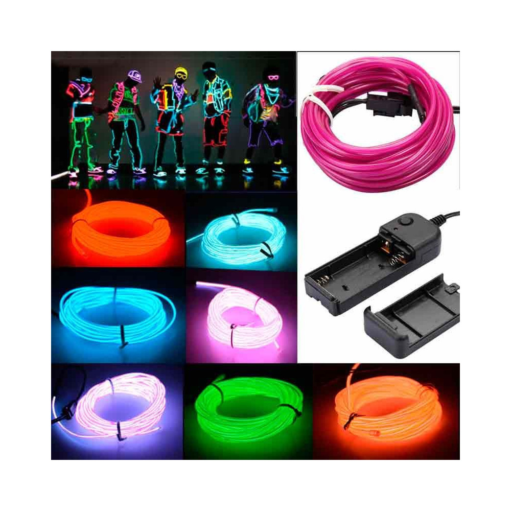 Hilo LED Neon a Pilas Azul-Rojo-Verde-Rosa de 5 metros