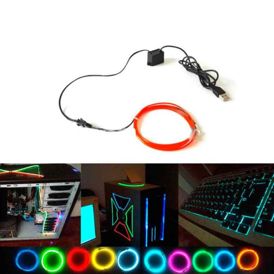 Cinta LED Neon USB Azul-Rojo-Rosa de 5 metros