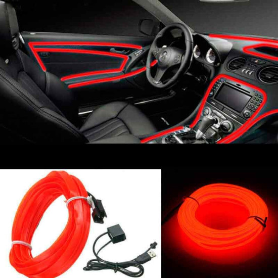 Cinta LED Neon USB Azul-Rojo-Rosa de 5 metros