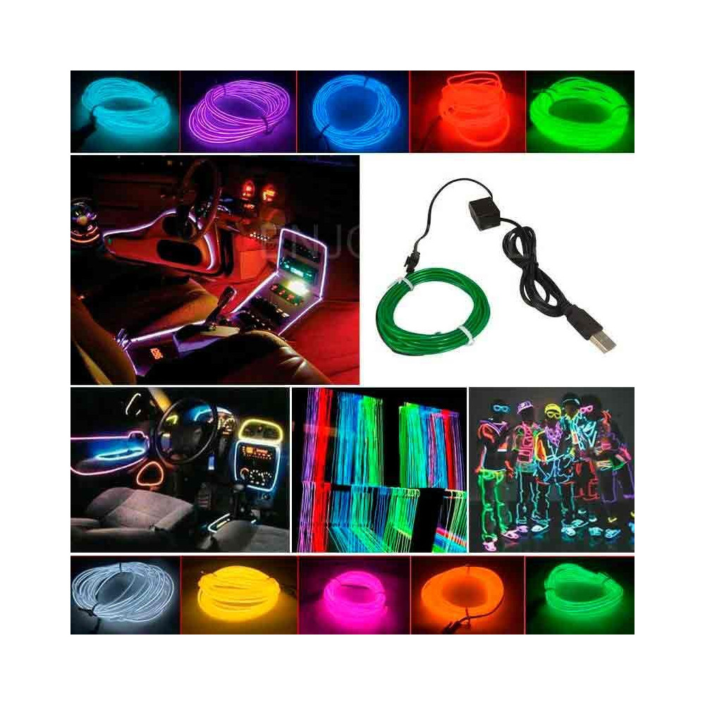 Cinta LED Neon USB Azul-Rojo-Rosa de 5 metros