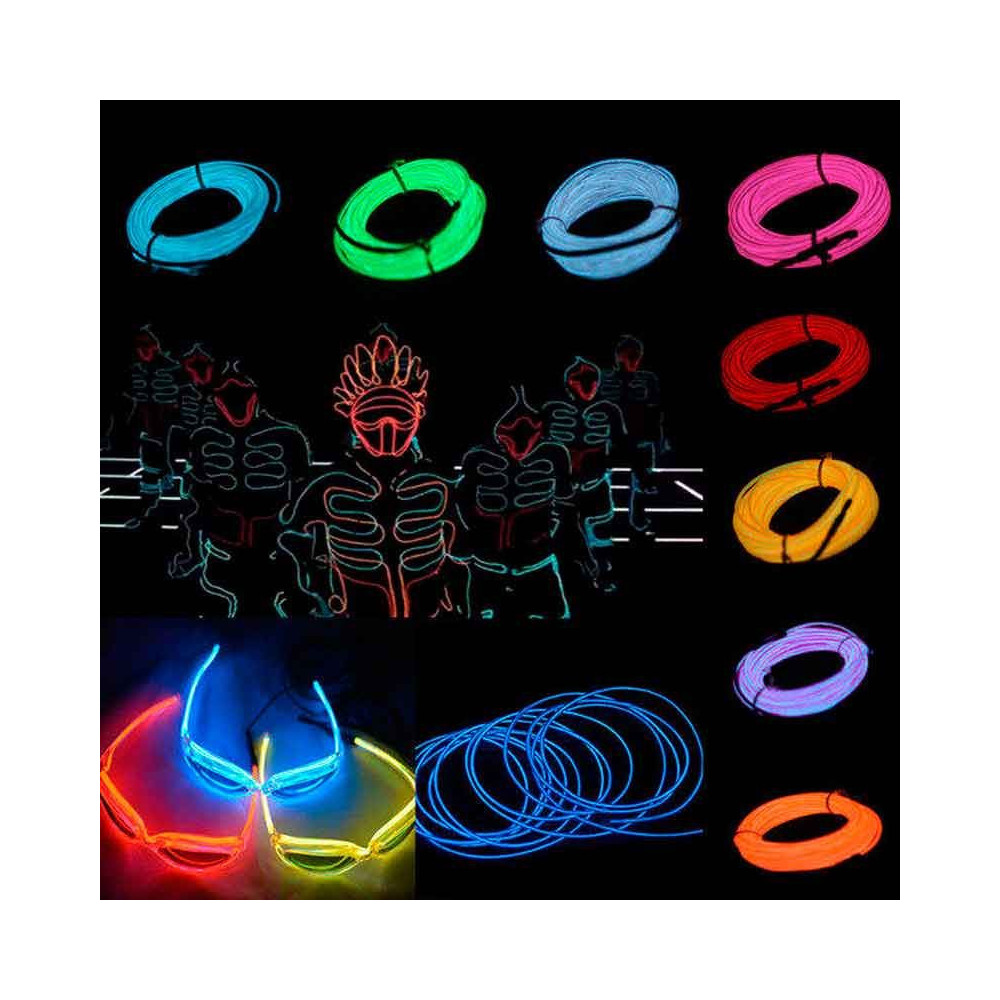 Hilo LED Neon control por voz Azul-Rojo-Rosa de 5 metros