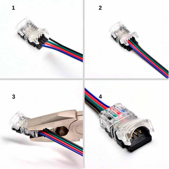 Conector Tiras LED Empalme RGB 10mm IP65 - Tira/Cable