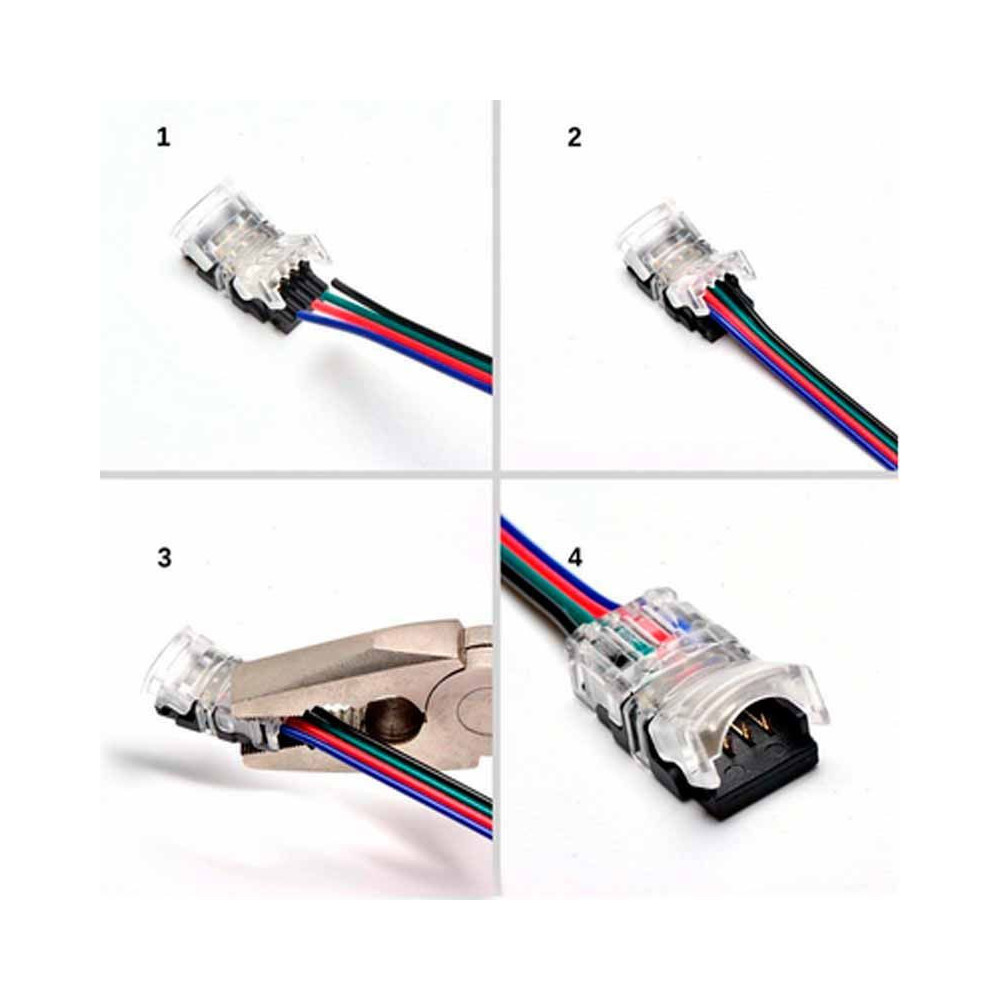 Conector Tiras LED Empalme RGB 10mm IP65 - Tira/Cable