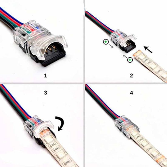 Conector Tiras LED Empalme RGB 10mm IP65 - Tira/Cable