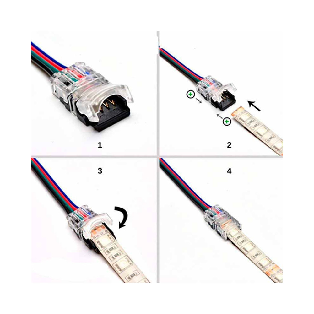 Conector Tiras LED Empalme RGB 10mm IP65 - Tira/Cable