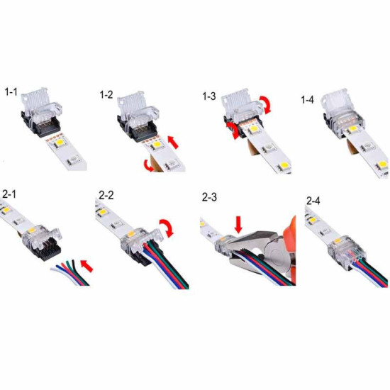 Conector Tiras LED Empalme RGBW 12mm IP65 - Tira/Cable